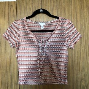 !!!SOLD!!! Lace Up Front Crop Top